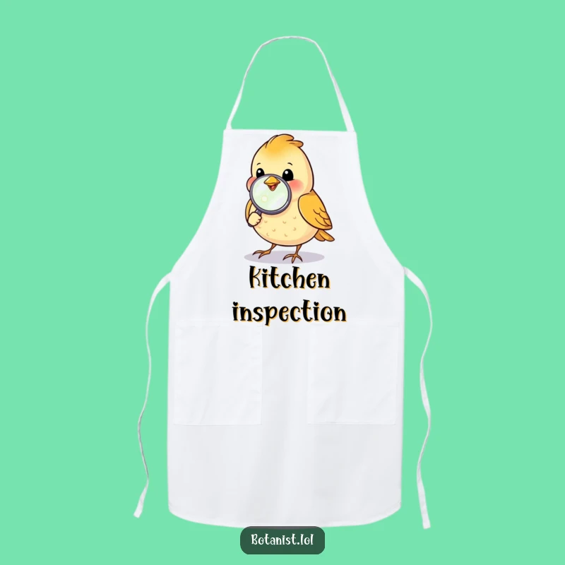 Funny Bird Magnifying Glass Apron - Inspect Your Ingredients with this Curious Critter's Kitchen Gift