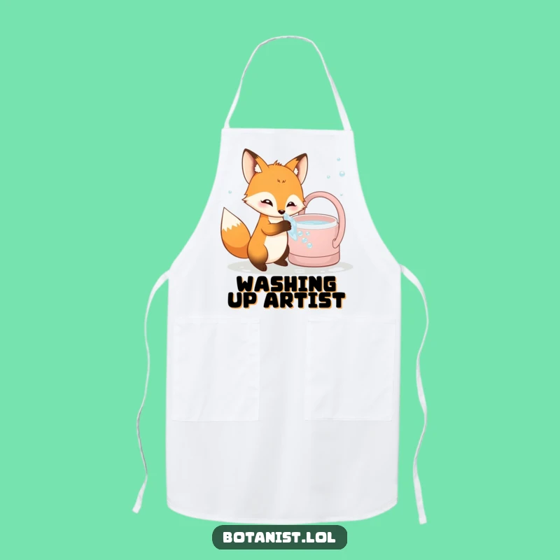 Funny Fox Apron: Bubbly Bath Kitchen Wear - Humorous Animal Chef Gift