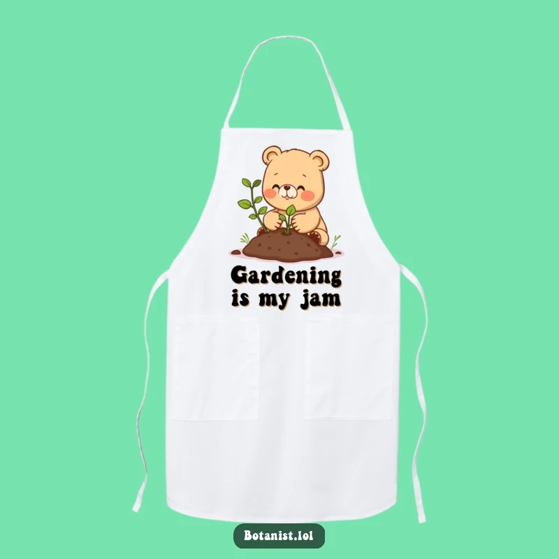 Funny Happy Bear Cub Planting Apron - Gardener's Cute Wear, Chef's Funny Gift
