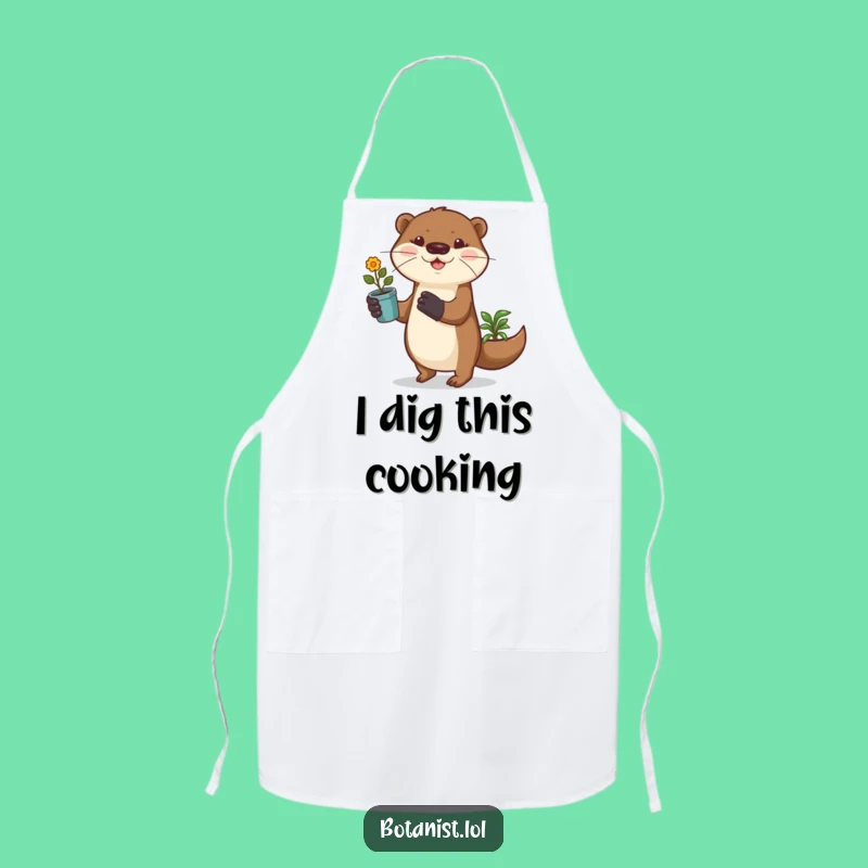 Funny Otter Gardener Apron, Playful Plant Prancer, Kitchen Funny Gift
