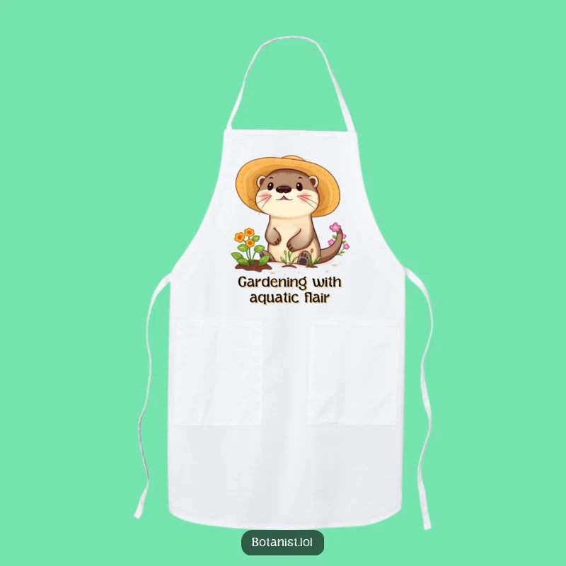 Funny Otter Tending Garden Apron: Cook with Sunny Smiles