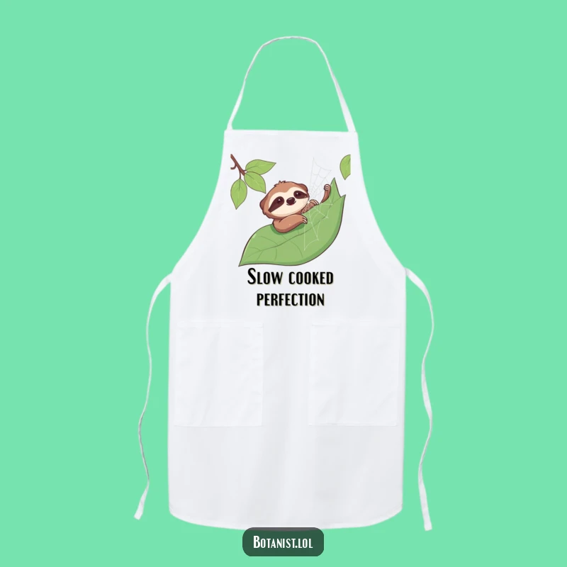 Funny Sloth Spiderweb Apron: Cook with Calm, Hilarious Gift for Slow Chefs