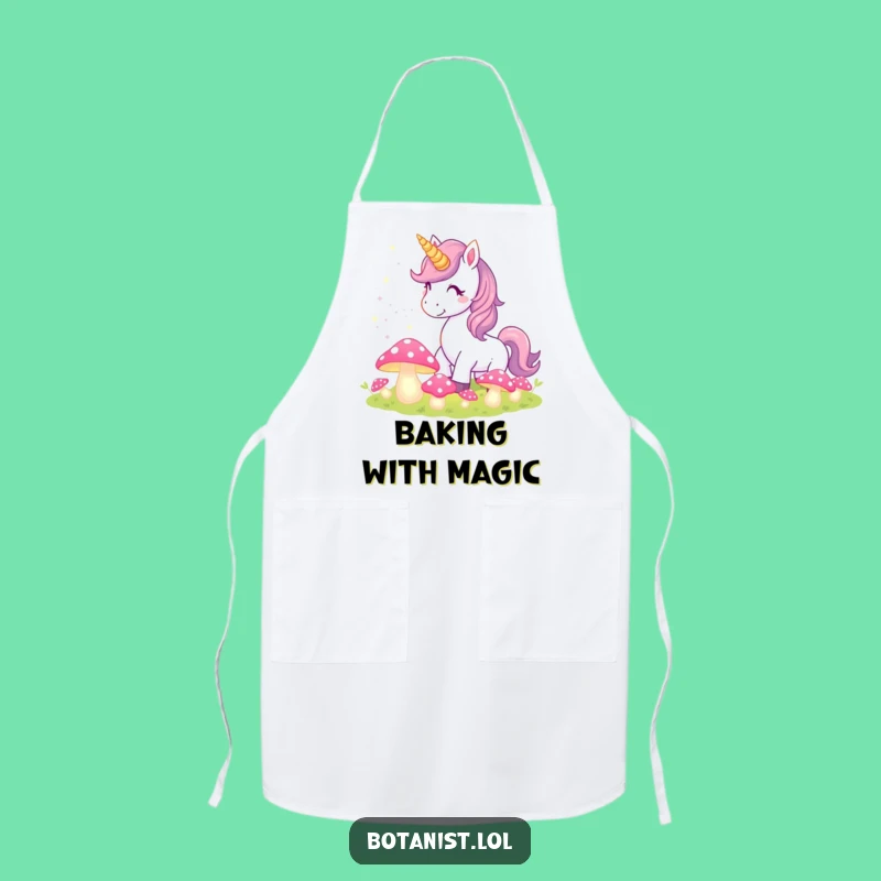 Funny Unicorn Apron: Magical Pixie Dust & Glowing Mushrooms, Whimsical Kitchen Gift