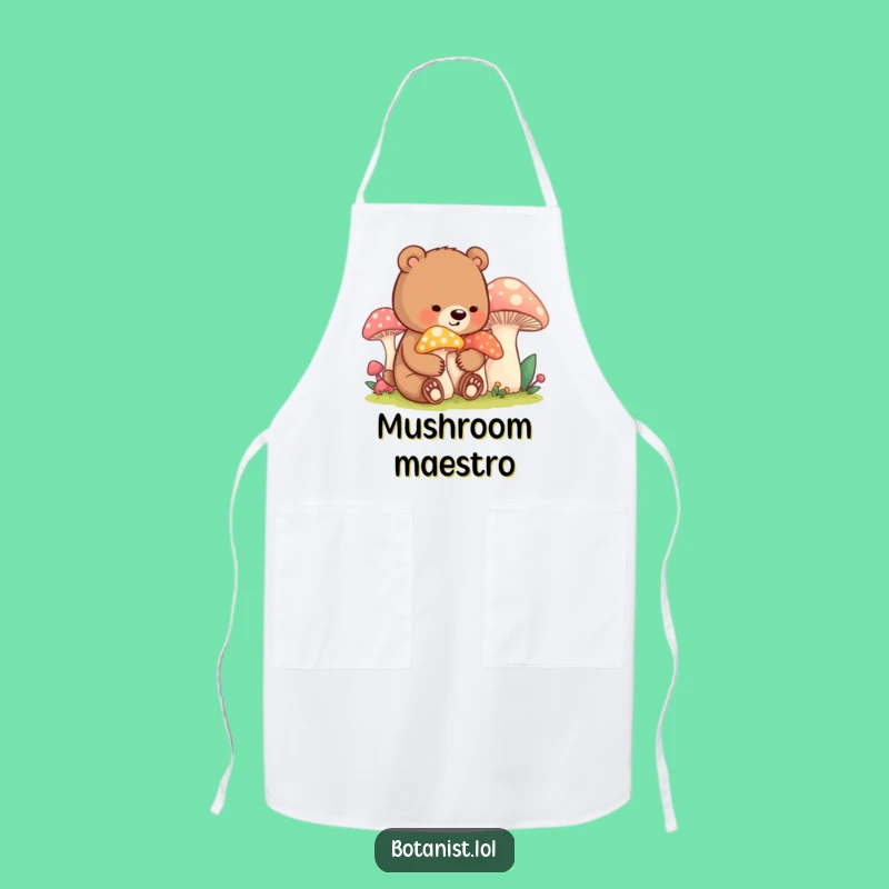 Funny Bear Cub Mushroom Apron: Cook with Whimsy and Protect Your Clothes