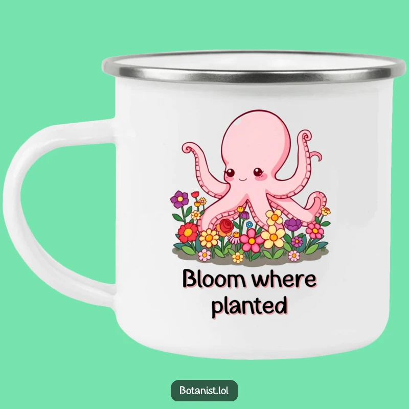 Funny Octopus Camping Mug: Garden Helper, Outdoor Floral Fun, Gift