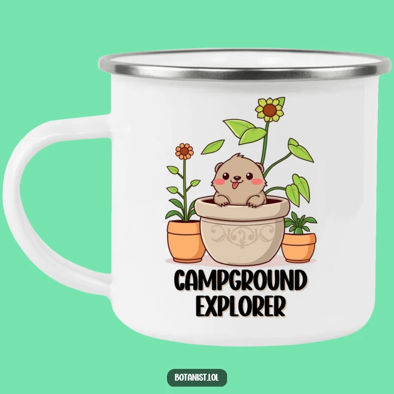 Funny Mole Camping Mug: Cheerful Plant Dweller - Outdoor Garden Humor Gift