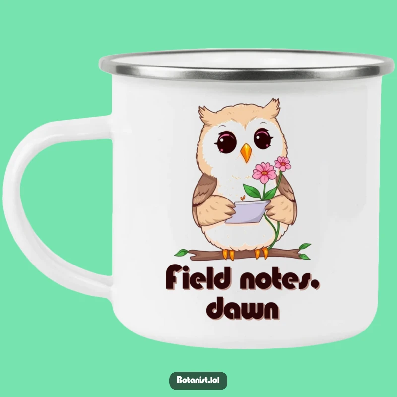 Funny Curious Owl Sketching Camping Mug - Rustic Artacho Gift for Outdoors