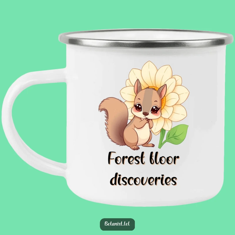 Funny Squirrel Flower Camping Mug: Sip Outdoors with a Curious Squirrel's Gaze!