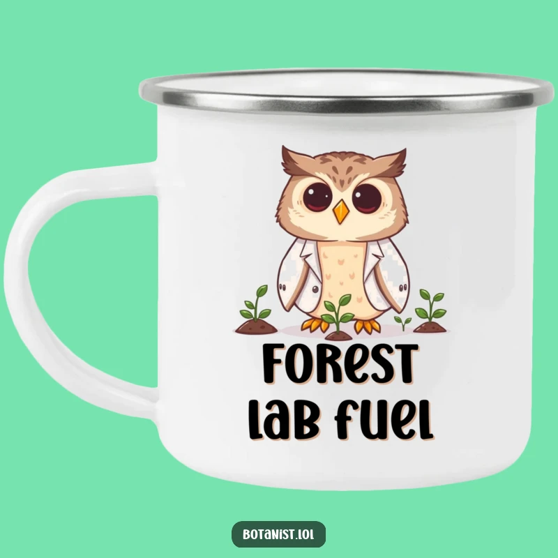 Funny Owl Scientist Camping Mug: Observe Nature with Wisdom, Perfect Funny Gift!