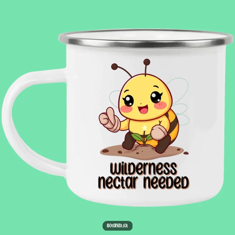 Funny Bee Gardener Camping Mug: Sip Your Drink with a Happy Planting Bee!