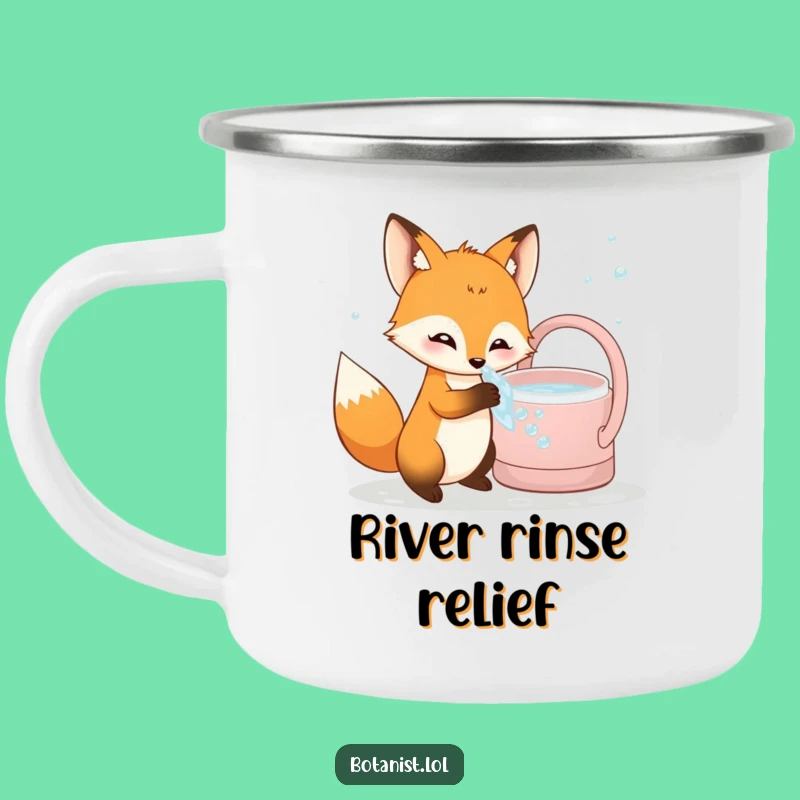 Funny Fox Camping Mug: Bubbly Adventure - Outdoor Animal Humor Gift