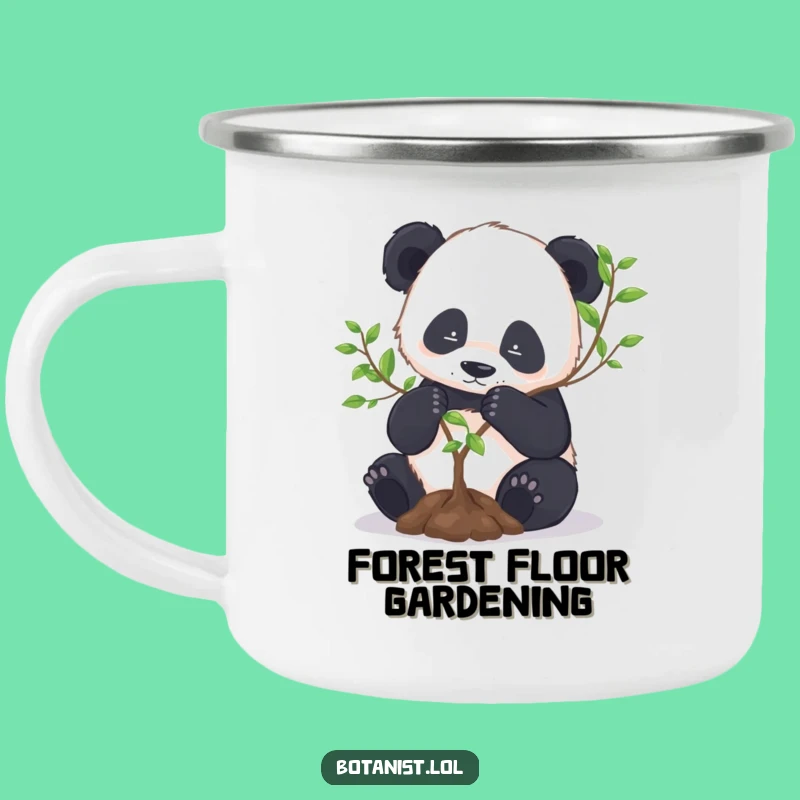 Funny Panda Repotting Camping Mug: Enjoy Nature with Zen, Durable Outdoor Cup