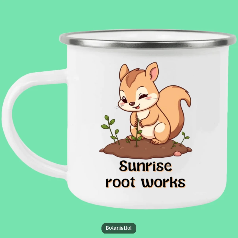 Funny Squirrel Planting Camp Mug: Enjoy Your Drink with Hilarious Garden Adventures Outdoors