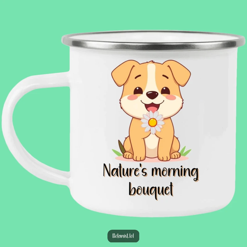 Funny Dog Daisy Camping Mug: Enjoy Outdoors with a Pup's Sweet Floral Gift, Rugged & Cute