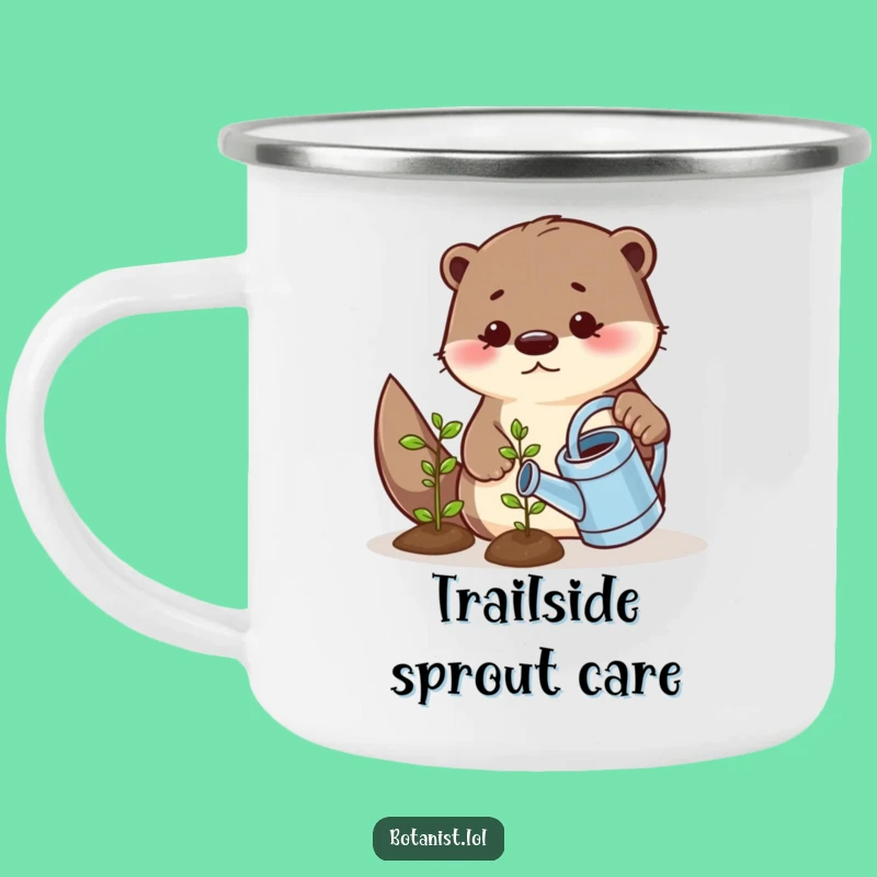 Funny Playful Otter Watering Seedling Camping Mug - Enjoy Nature's Refreshment with a Cute Friend