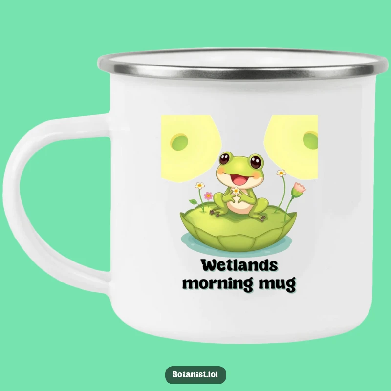 Funny Delighted Frog Lily Pad Camping Mug - Enjoy Nature's Refreshment with a Cheerful Friend
