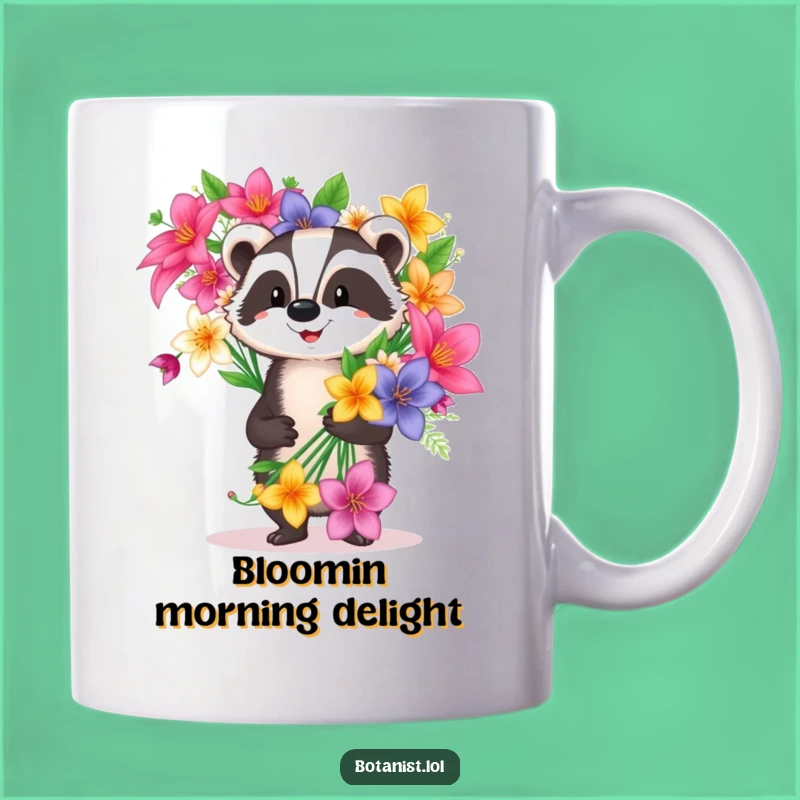 Funny Badger Mug: Proud Flower Carrier - Hilarious Gardener Gift Idea