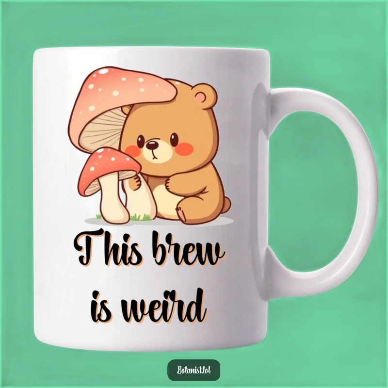 Funny Bear Mushroom Mug - Curious Encounter, Hilarious Gift for Explorers