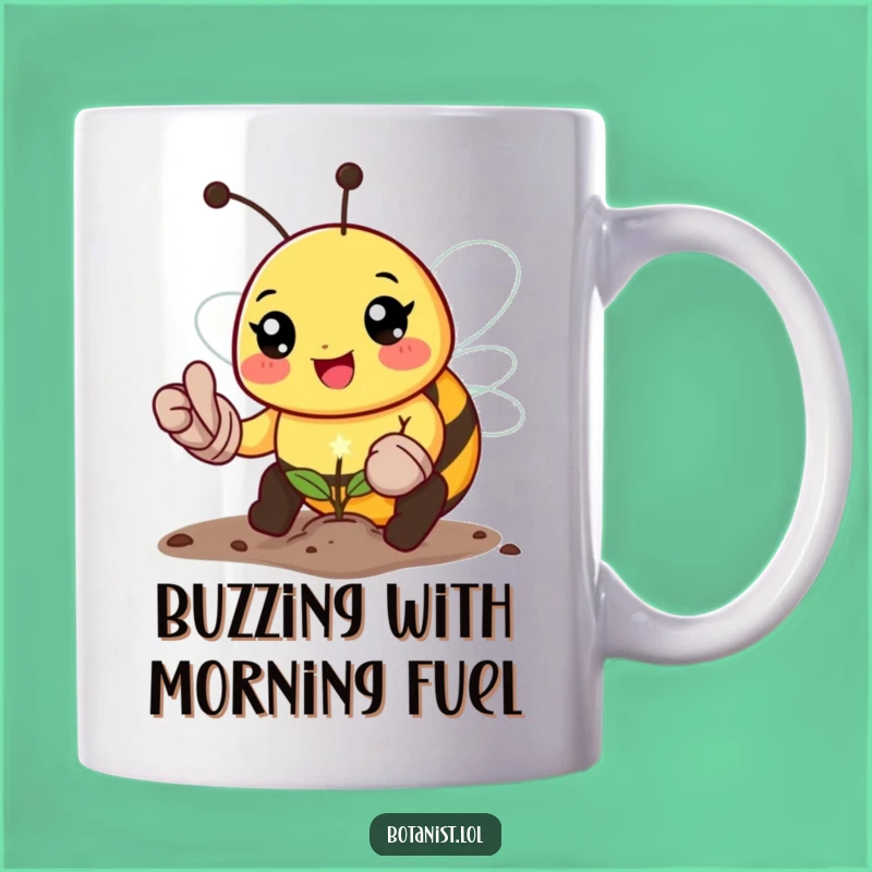 Funny Bee Gardener Mug: A Happy Gardener Bee Planting Seeds, Perfect Funny Gift!