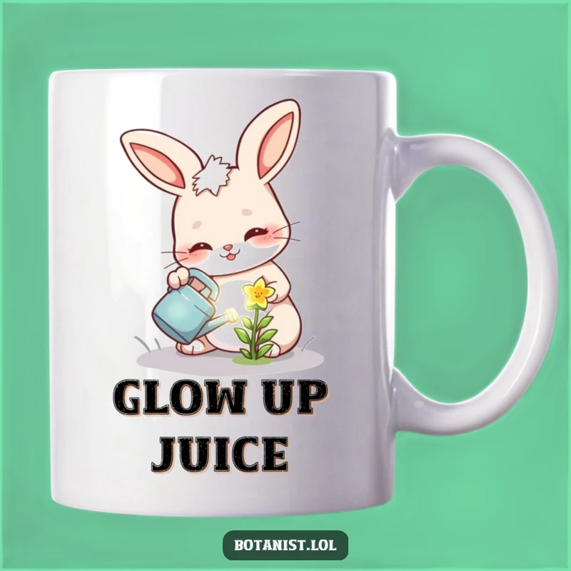 Funny Bunny Flower Mug: Cheerful Gardener with Glowing Bloom - Great Funny Gift