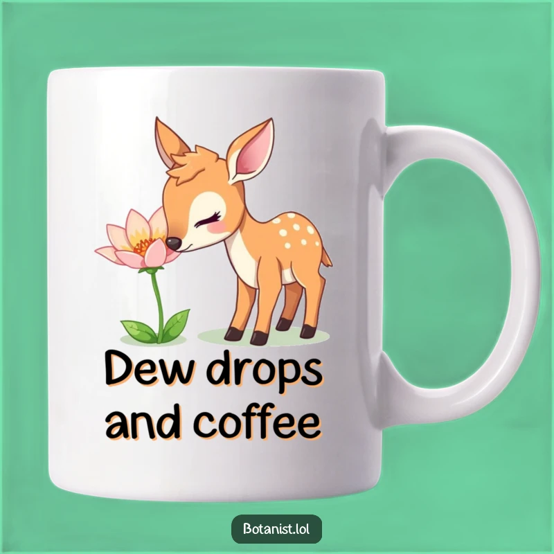 Funny Deer Nature Mug: Gentle Deer Sniffing Flower, Perfect Nature Lover Gift!