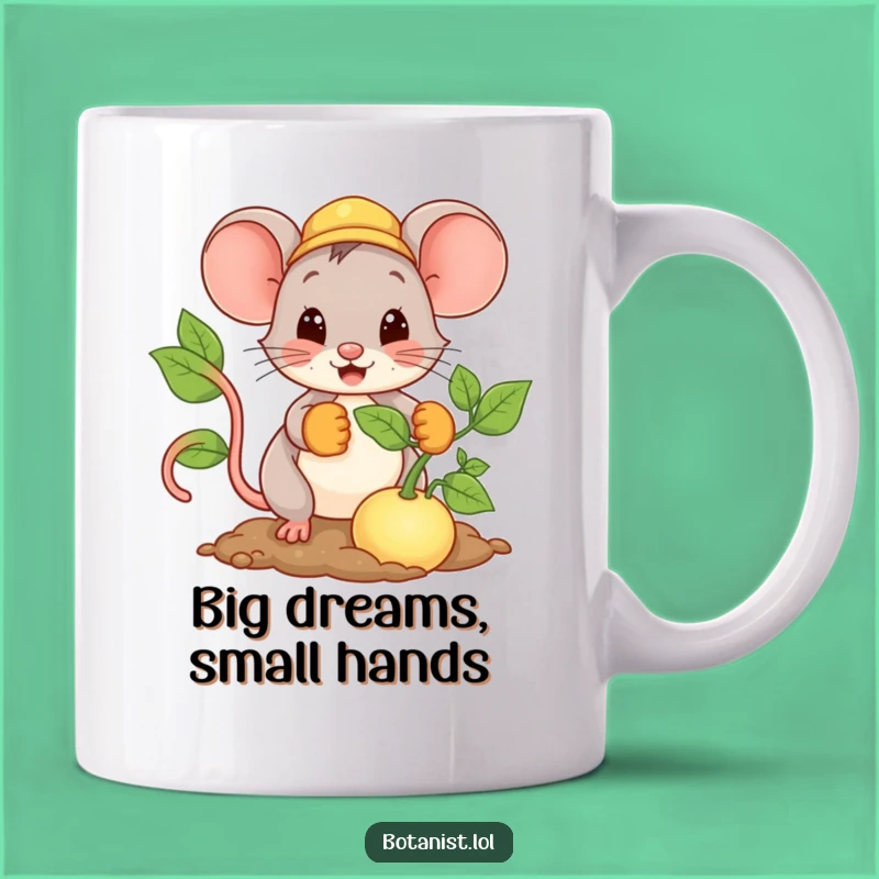 Funny Mouse Garden Mug: Planting Giant Seed, Happy Gardener, Unique Gift