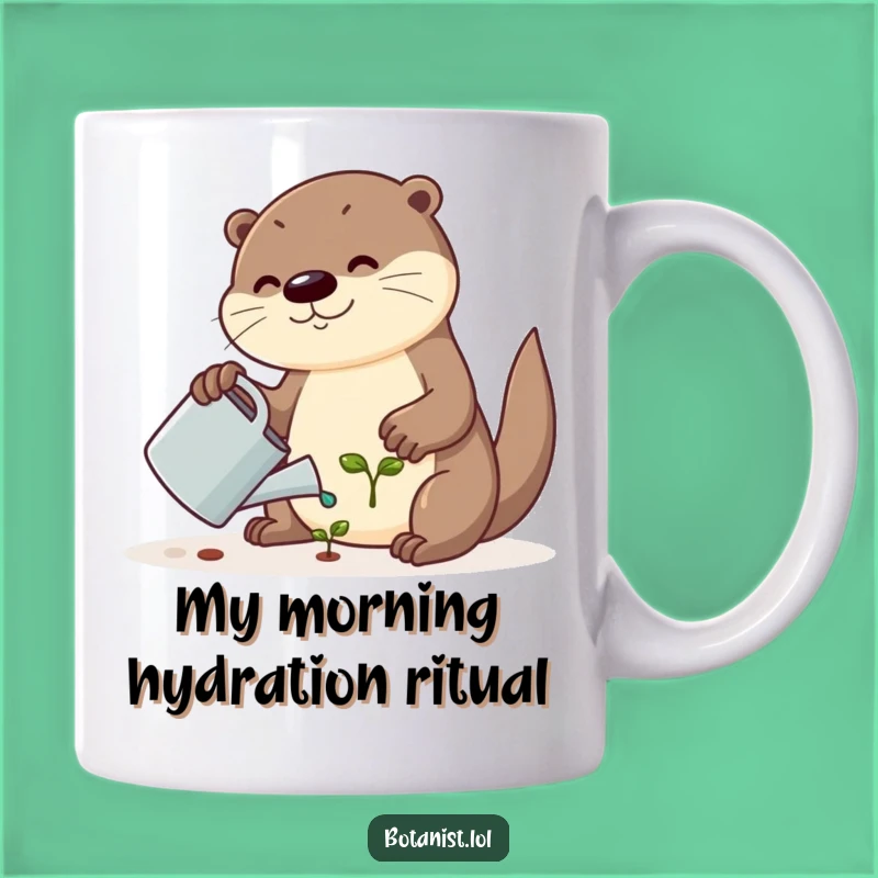 Funny Otter Watering Seedling Mug - Adorable Garden Gift for Nature Lovers