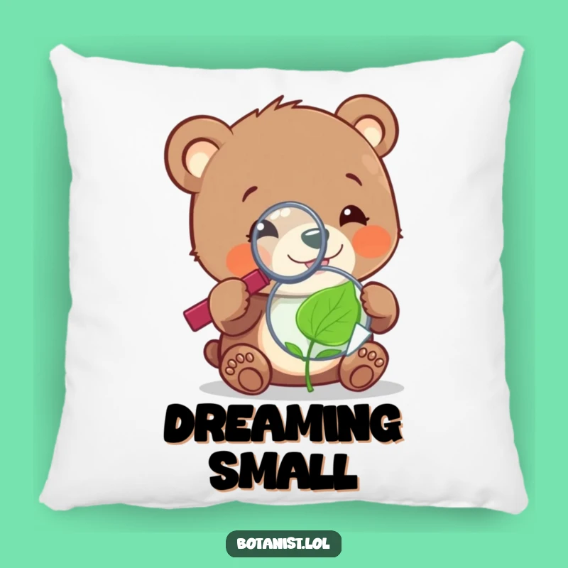 Funny Bear Cub Leaf Pillow: Cozy Curiosity for Little Discoveries!
