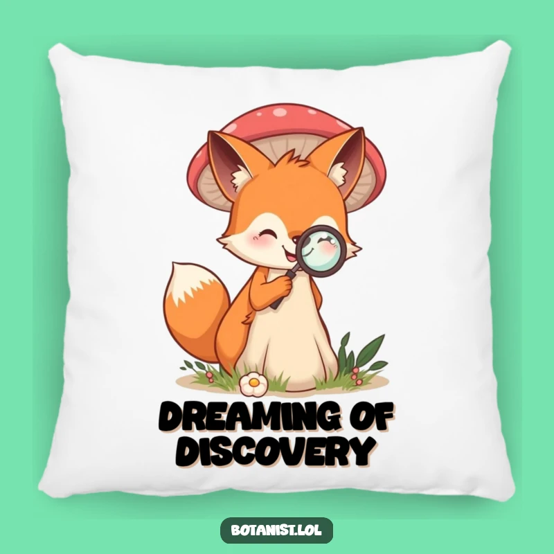 Funny Fox Mushroom Pillow: Cozy Explorer's Comfort - Sweet Funny Gift Accent