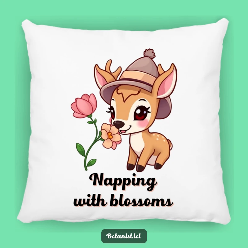 Funny Happy Deer Hat Bloom Pillow - Cozy Comfort with a Touch of Natural Delight