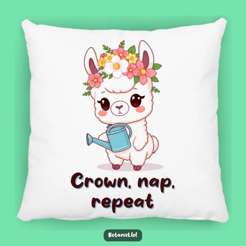 Funny Llama Gardener Pillow: Cozy Cushion with a Proud Llama!