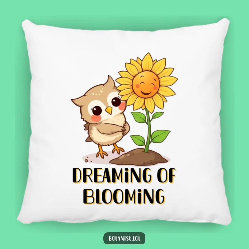 Funny Owl Plants Laughing Sunflower Pillow, Soft & Comical Accent for Cozy Spaces