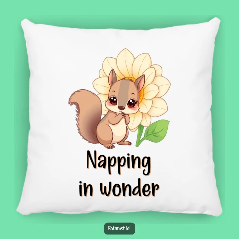 Funny Squirrel Flower Pillow: Cozy Up with a Curious Squirrel's Floral Discovery!