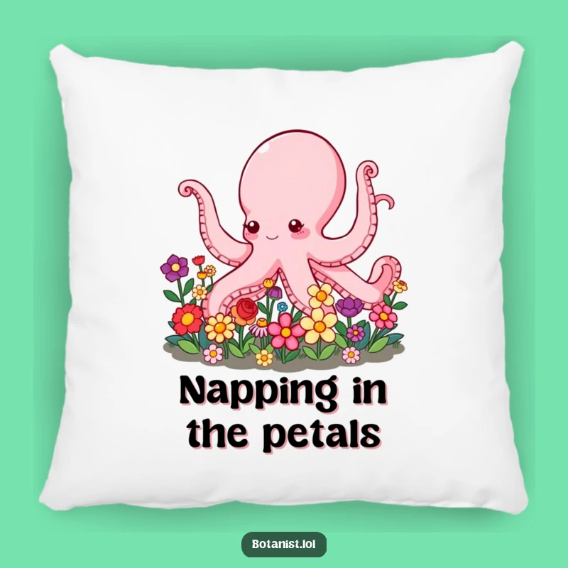 Funny Octopus Pillow: Garden Helper Comfort, Floral Accent, Cozy Gift