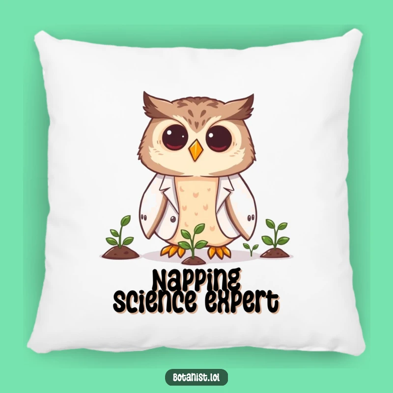 Funny Owl Scientist Pillow: Cozy Comfort with a Brainy Owl, Great Funny Gift!