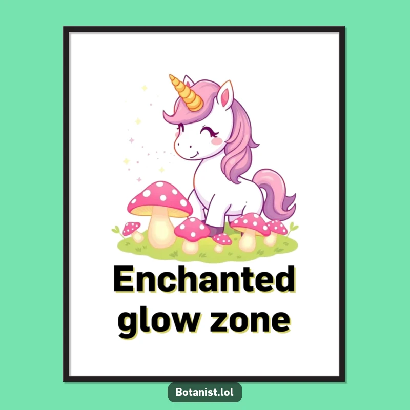 Funny Unicorn Digital Art: Pixie Dust & Glowing Mushrooms, Instant Whimsical Gift