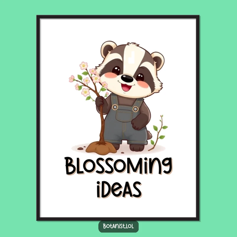 Funny Badger Digital Print: A Happy Gardener's Hilarious Art for Instant Joy