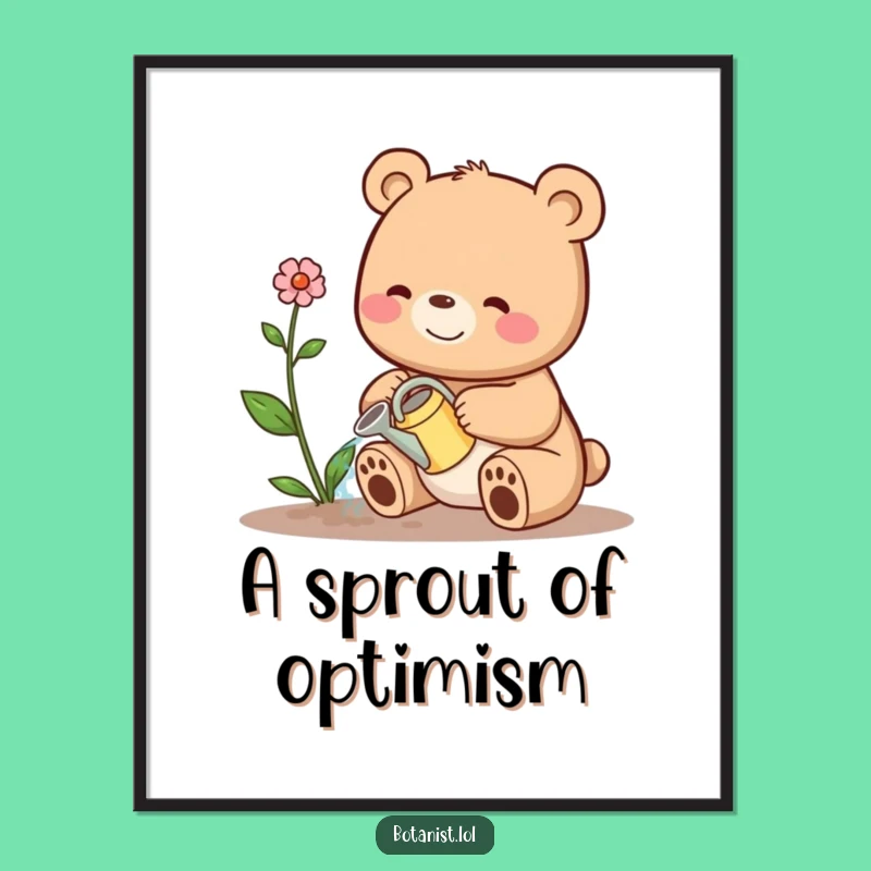 Funny Bear Plant Watering Digital Art: Instant Hope & Charm!