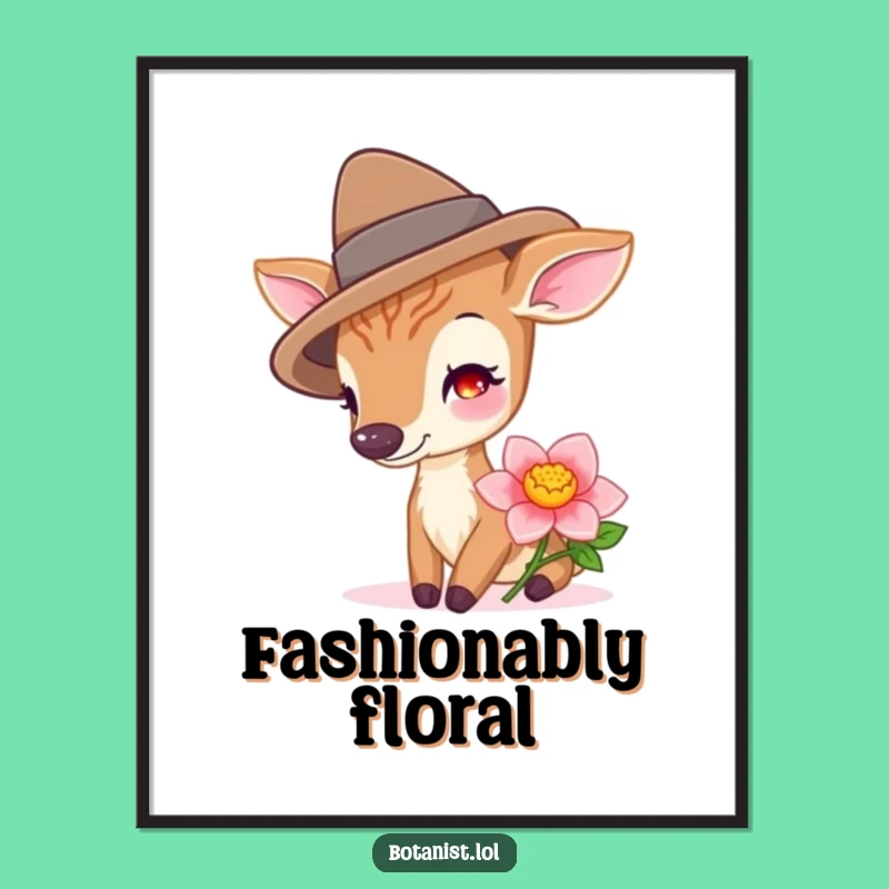 Funny Deer with Hat Digital Art Print - Instant Whimsical Nature Decor