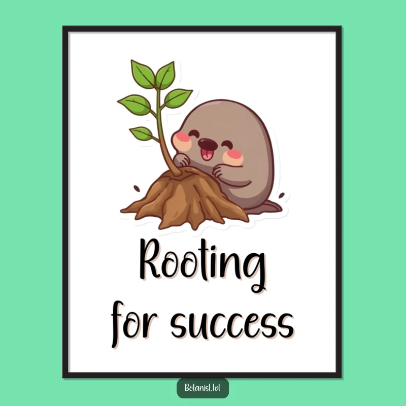 Funny Mole Gardener Digital Art: Determined Mole Digging Plant Roots Wall Art!