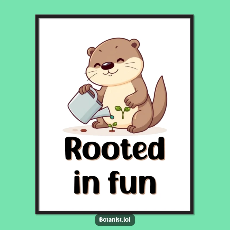Funny Otter Digital Art Print - Instant Garden Decor, Charming Funny Gift