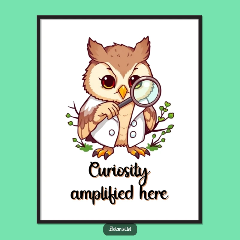 Funny Owl Scientist Digital Art: Hilarious Print for Instant Nature and Science Decor