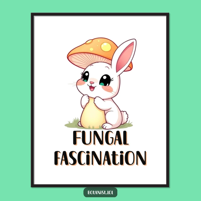 Funny Rabbit Mushroom Digital Art: Instant Enchantment for Your Walls!