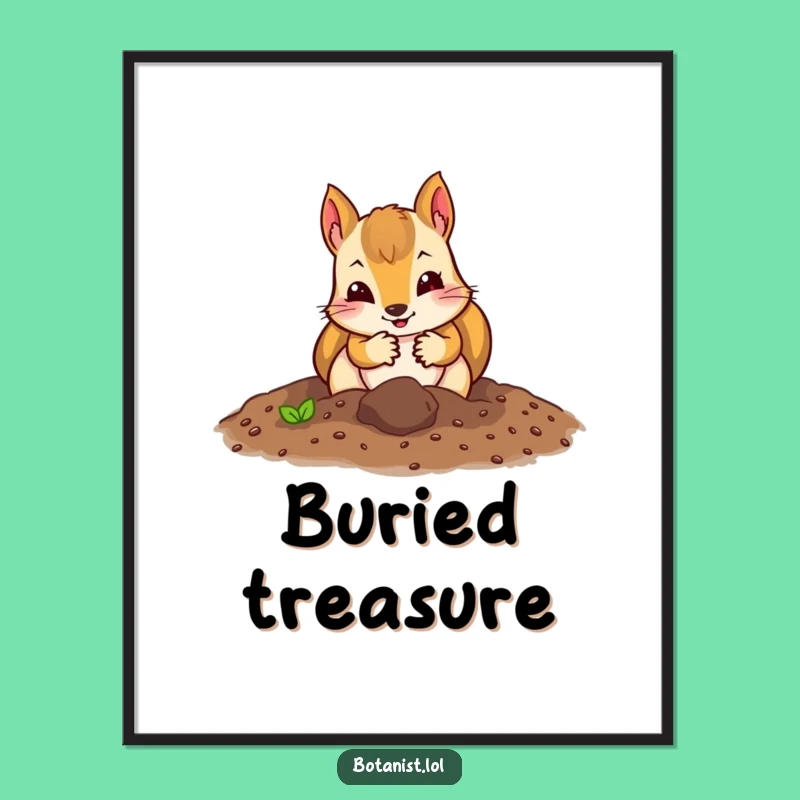 Funny Squirrel Gardener Digital Art: Digging Squirrel Print, Instant Funny Gift!