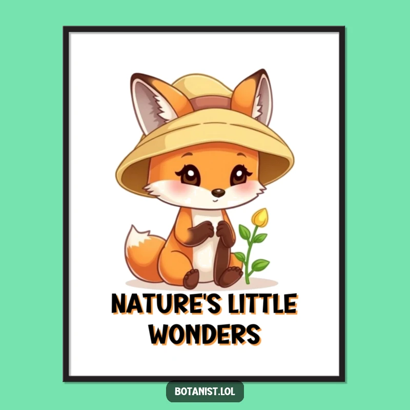 Funny Fox Sunhat Digital Art - Curious Sprout Print