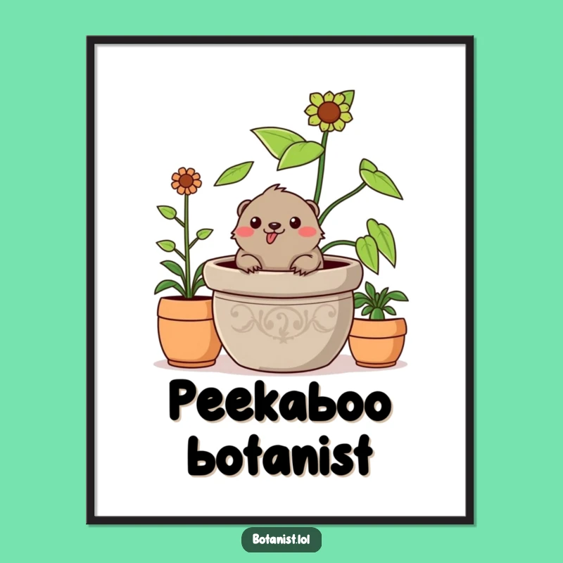 Funny Mole Digital Art: Cheerful Plant Pop - Instant Garden Humor Decor