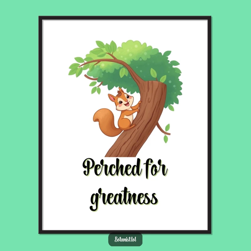 Funny Giggling Squirrel Climbing Digital Art - Instant Adventurous Decor Gift