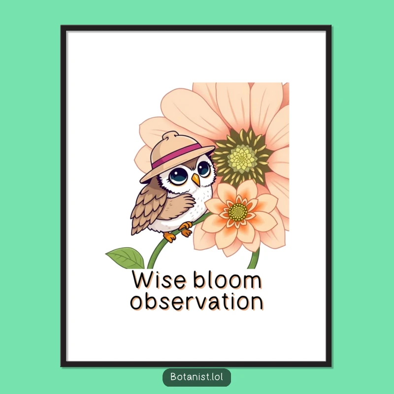 Funny Owl Hat Flower Digital Art: Instant Enchantment & Joy!