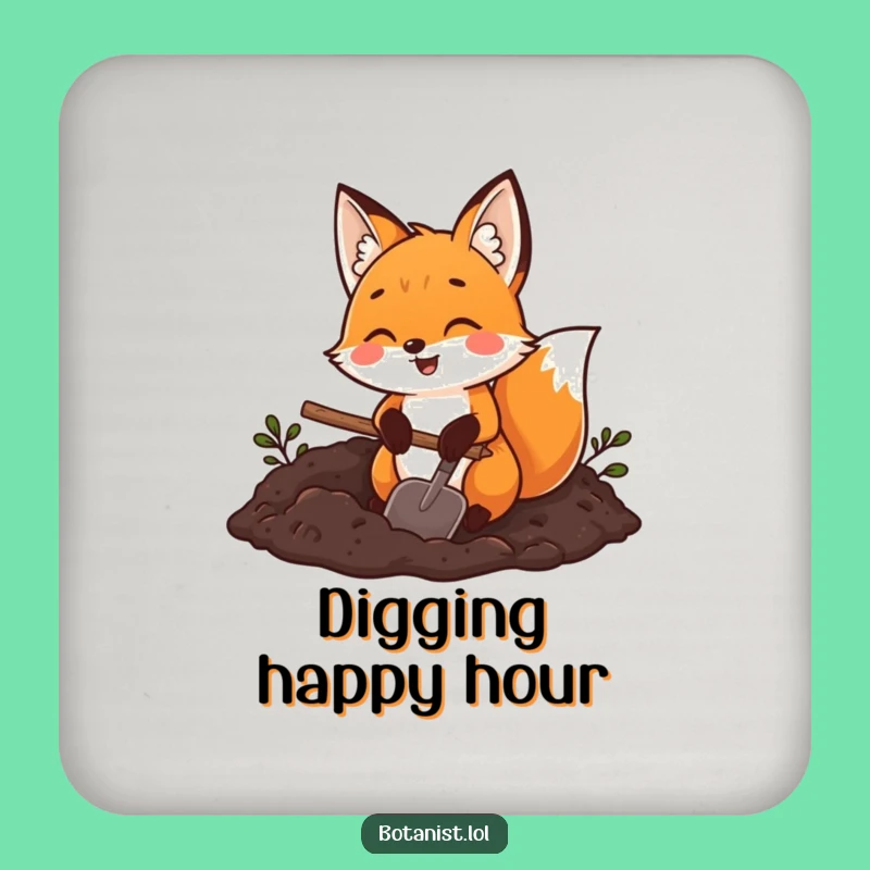 Funny Fox Gardener Coaster: Protect Surfaces with Earthy Charm!