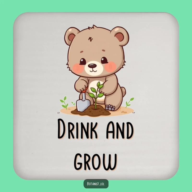 Funny Bear Planting Coaster - Determined Gift for Garden Decor